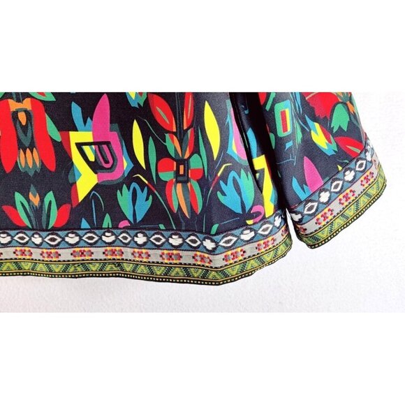 Southwestern Tribal Blazer Jacket XL Buenos Ninos 3/4 Sleeves Pockets Colorful - Picture 8 of 10